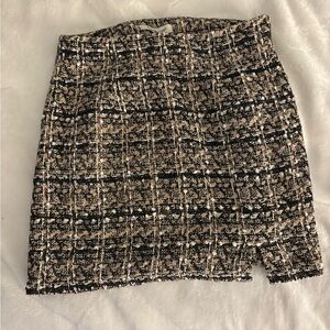 Francesca's Collections Sherley Tweed Black and White Pencil Skirt